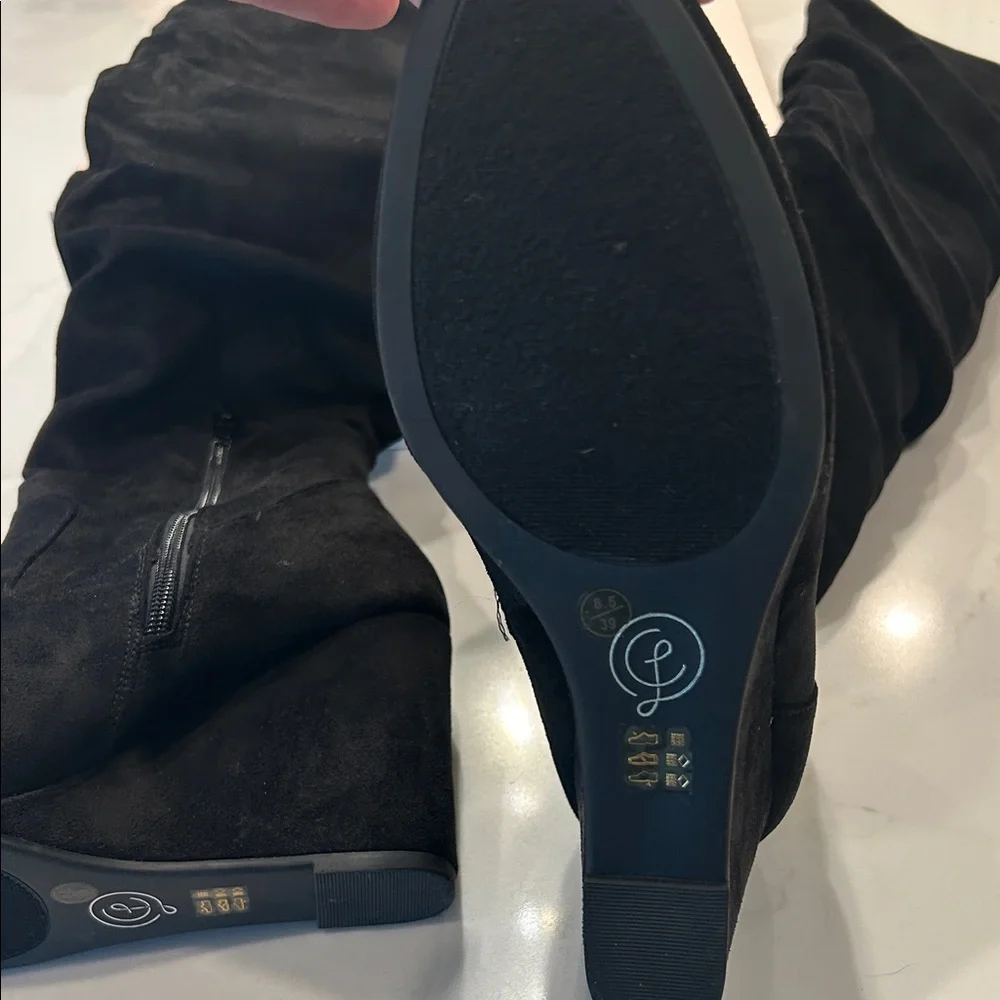 Chinese Laundry Black Over-the-Knee Wedge Boots